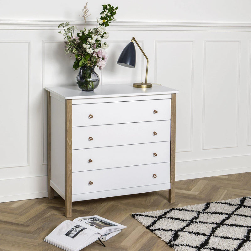 Oliver Furniture  Wood Kommode mit 4 Schubladen  Weiss/Eiche