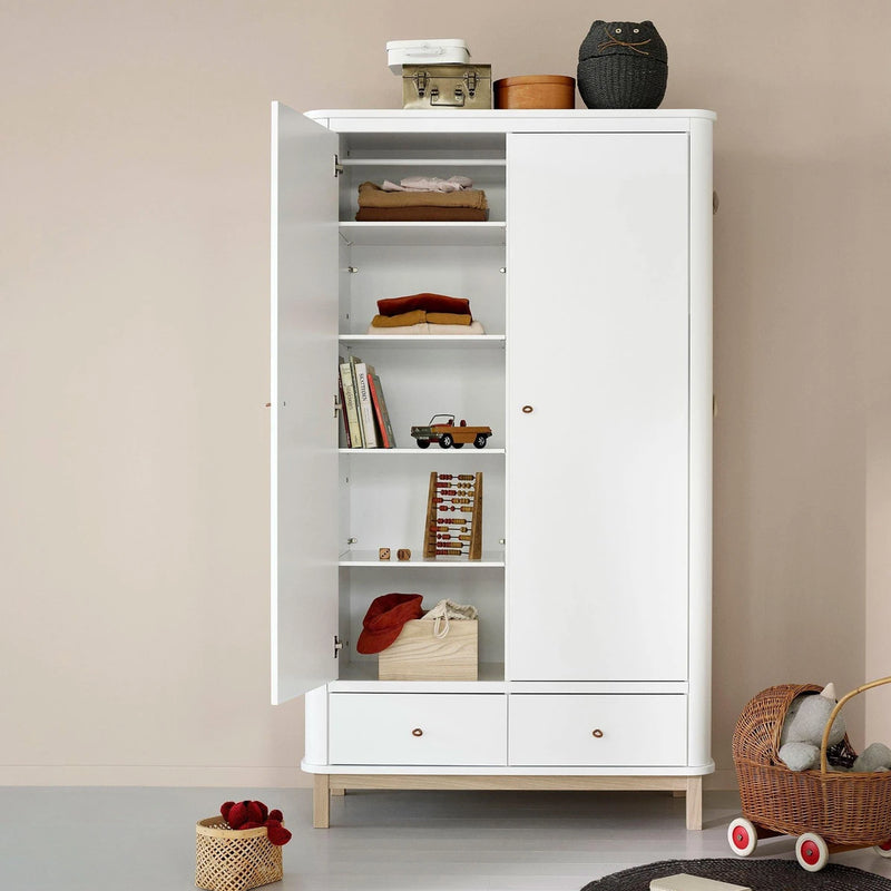 Oliver Furniture  Wood Kleiderschrank 2-türig  Weiss/Eiche - Online MY SNOWFLAKE