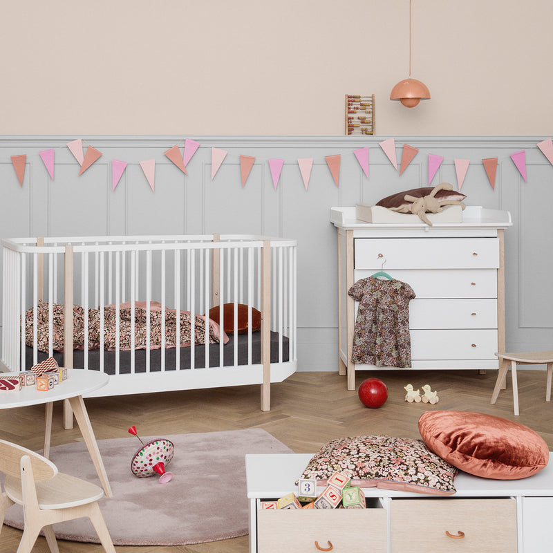 Oliver Furniture  Wickelplatte für Wood Kommode mit 4 Schubladen  Weiss