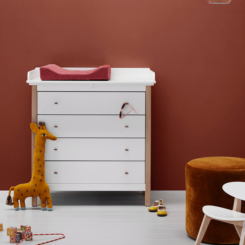 Oliver Furniture  Wickelplatte für Wood Kommode mit 4 Schubladen  Weiss