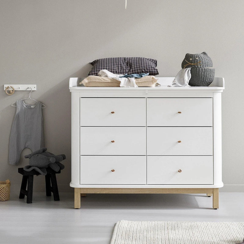 Oliver Furniture <br/> Wickelplatte gross für Kommode Wood mit 6 Schubladen<br/> Weiss,Kommoden, Oliver Furniture - SNOWFLAKE kindermöbel concept store
